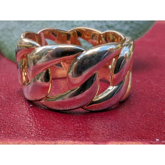Vintage Cuban Link  Ring, Gold Chain Band Ring - Picture 5 of 10